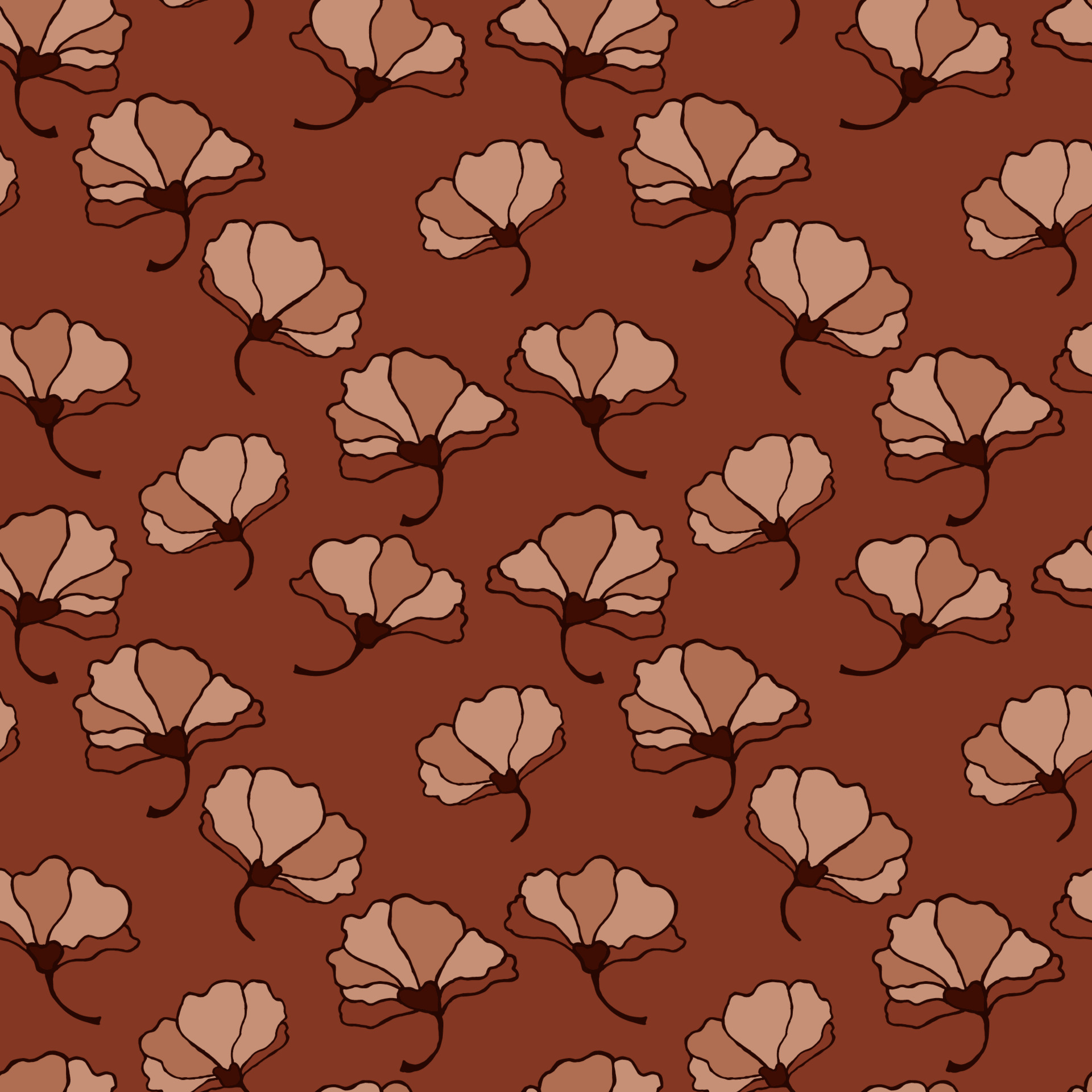 Seamless drawing petals flower brown, Vector drawing flower skin tone  African design for fashion clothes, wallpaper, decoration background.  7059101 Vector Art at Vecteezy