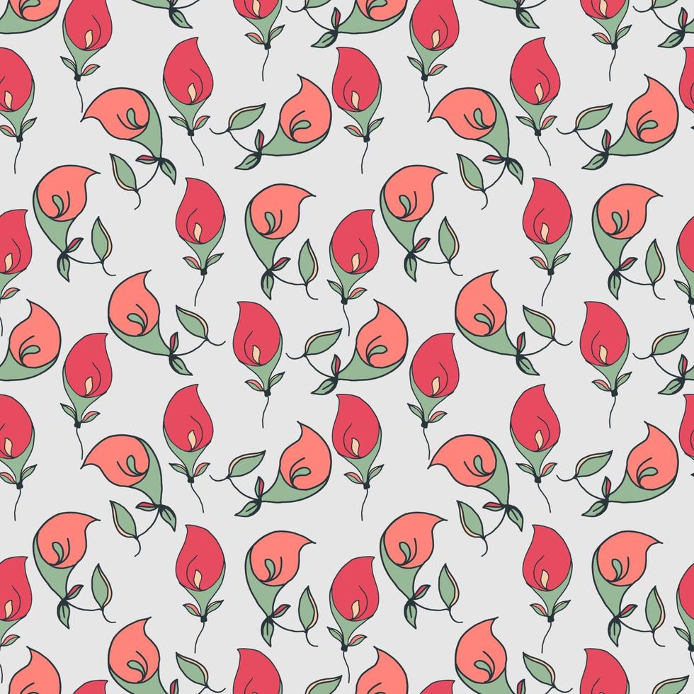 Seamless drawing flower calla lily pattern, Vector multicolor drawing design for fashion clothes, wallpaper, decoration background.