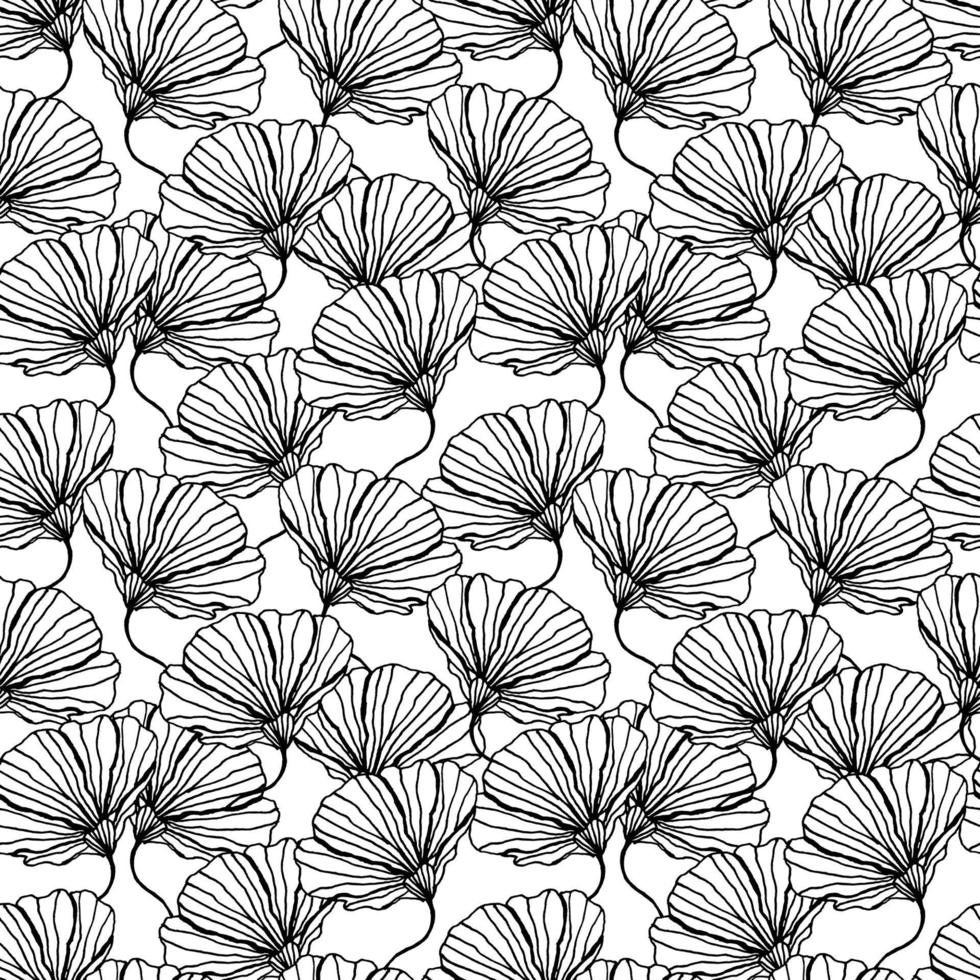 Seamless outline petals flower, Vector drawing pattern design for fashion clothes, wallpaper, decoration background.