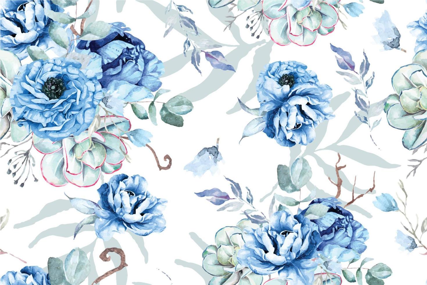 Seamless pattern of Blooming flowers with watercolor 43 vector