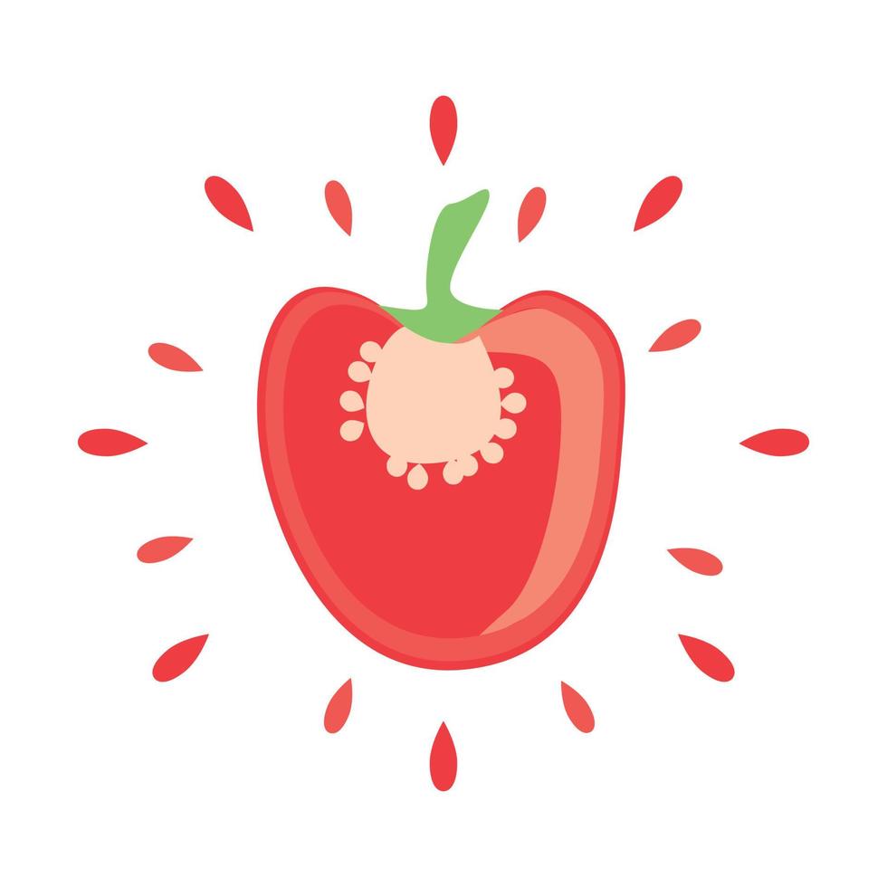 Abstract icon juicy bell pepper with splash on white background - Vector