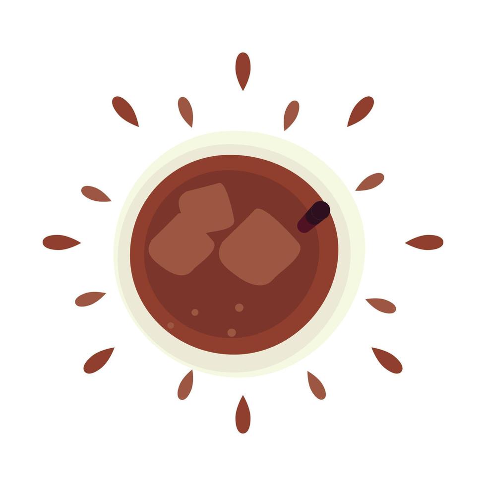 icono abstracto cola jugosa con hielo con salpicaduras sobre fondo blanco - vector