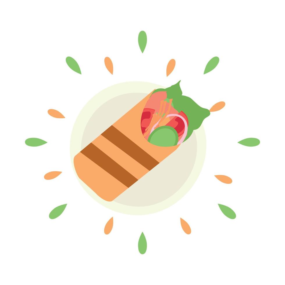 Abstract juicy shawarma icon isolated on white background - Vector