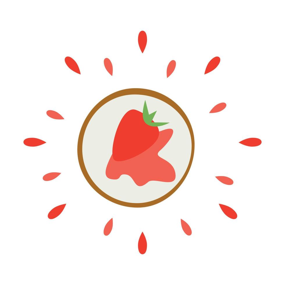 Abstract juicy strawberry icon isolated on white background - Vector