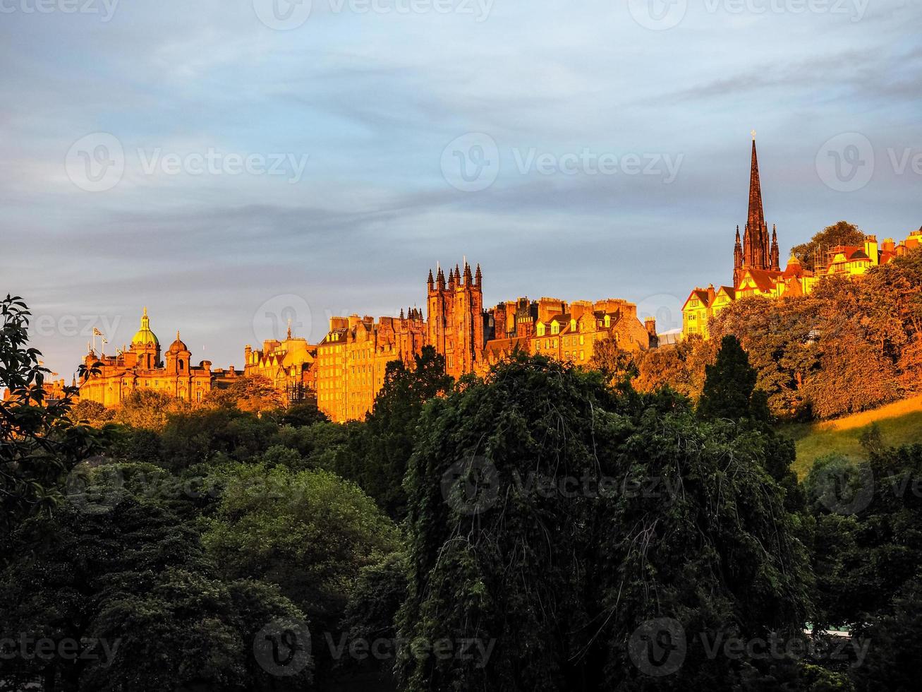 HDR Edinburgh castle at sunset photo