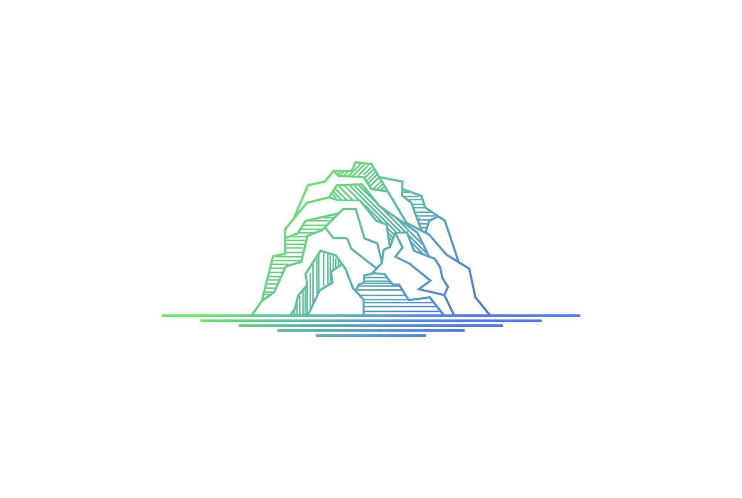 Geometric Ice Rock Mountain or Iceberg Line Outline Stroke Style Logo Design Vector