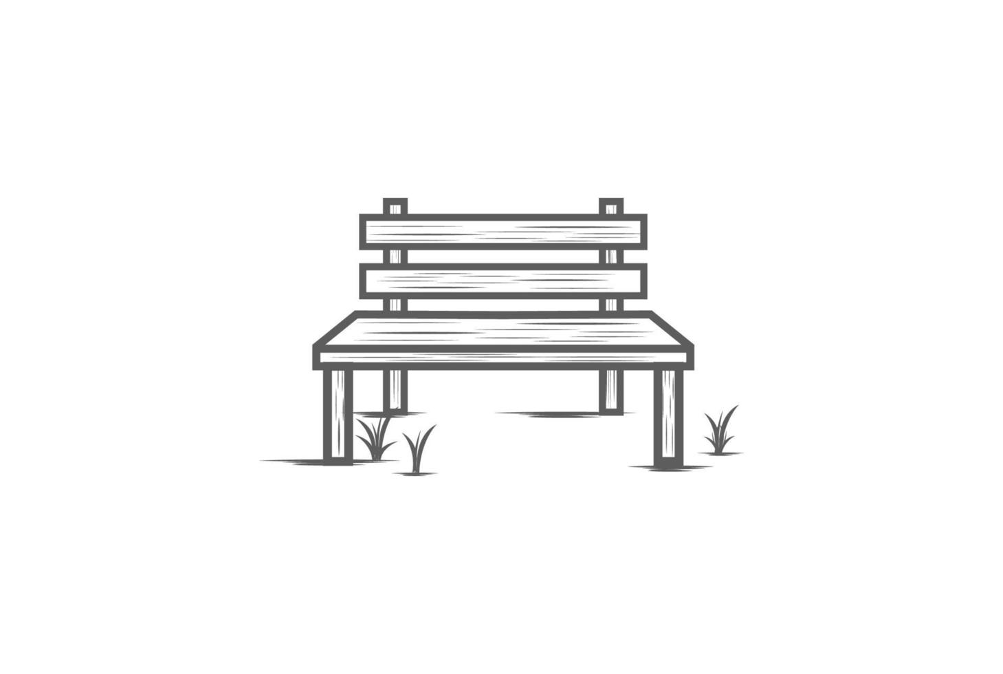 Single Wooden Bench in Garden Park for Story Memories Illustration vector