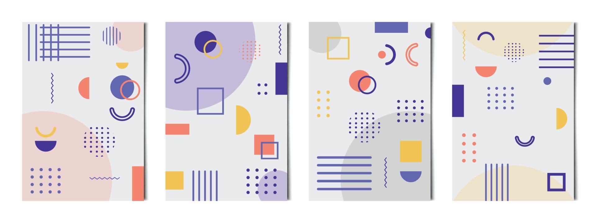 conjunto de 4 piezas formas geométricas abstractas fondos claros, plantillas para publicidad, tarjetas de visita, texturas - vector