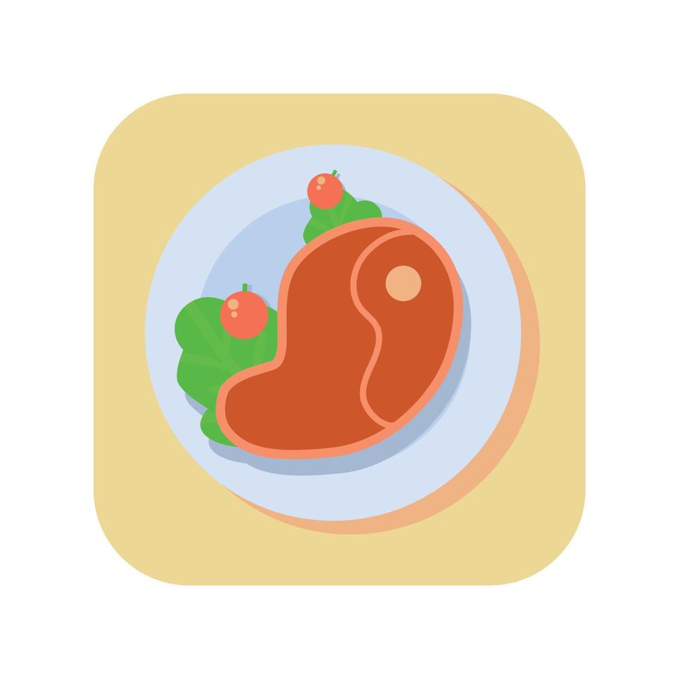 Abstract button icon beef steak on white background - Vector