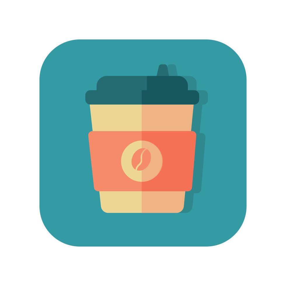 Abstract button icon glass of coffee on white background - Vector