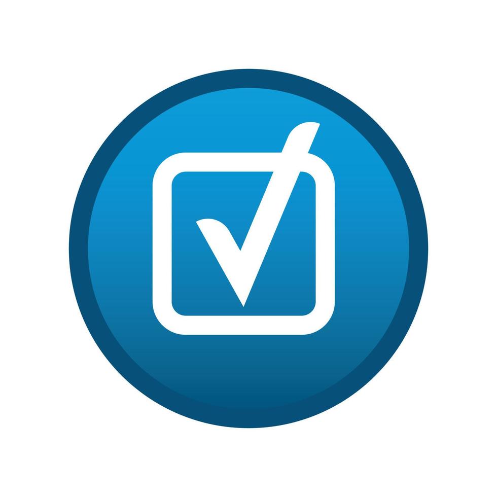 Round media icon vote check mark on white background - Vector