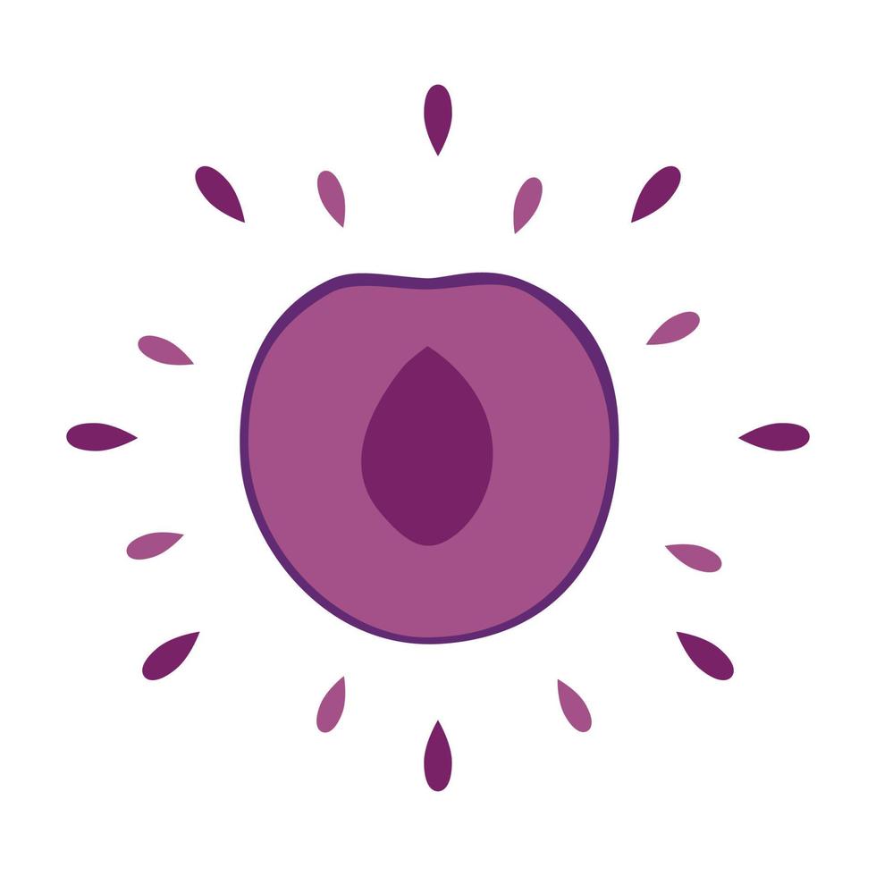 Abstract juicy plum icon with splash on white background - Vector