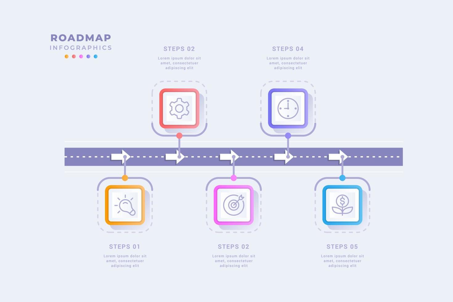 Professional roadmap infographic template with five steps vector