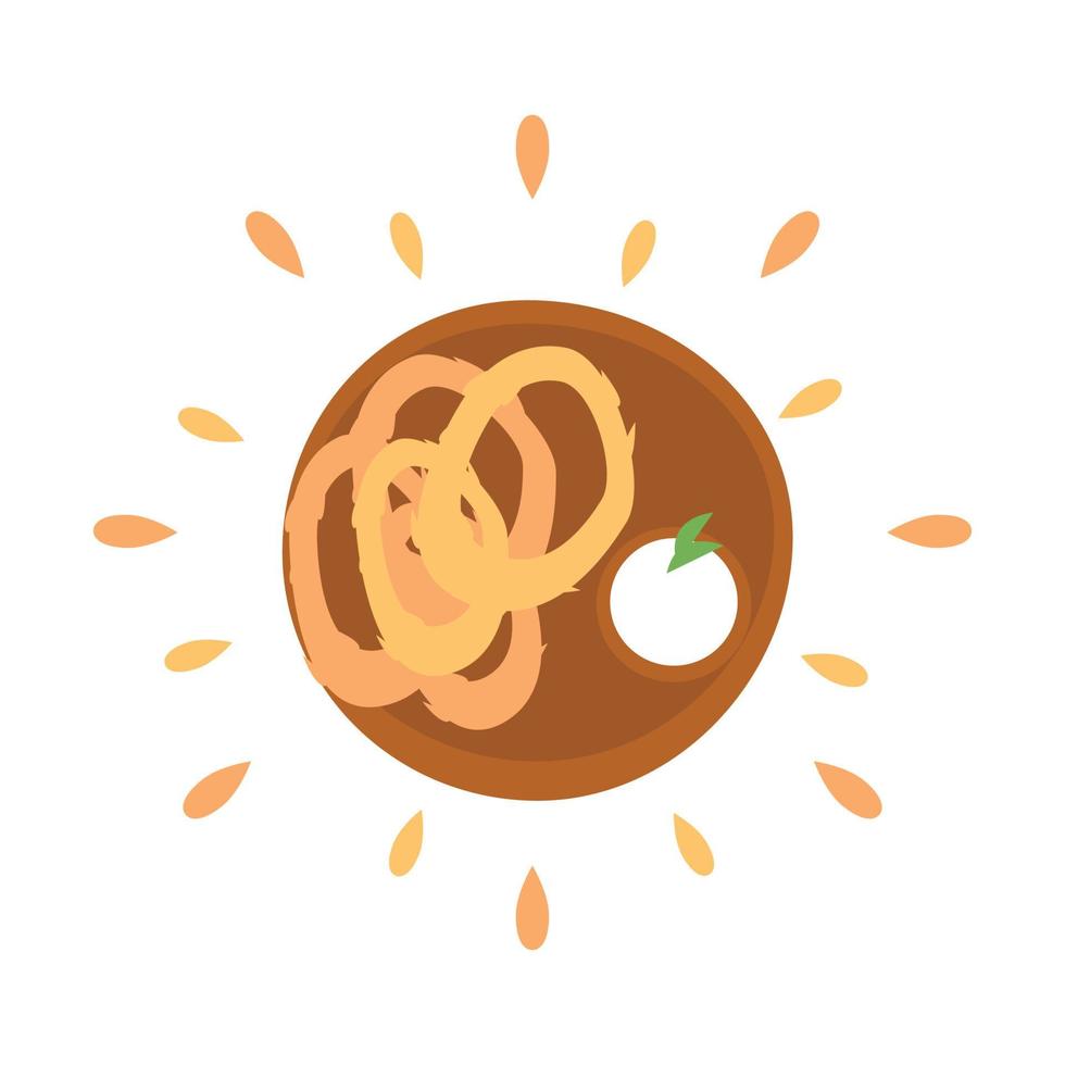 Abstract juicy onion rings icon isolated on white background - Vector