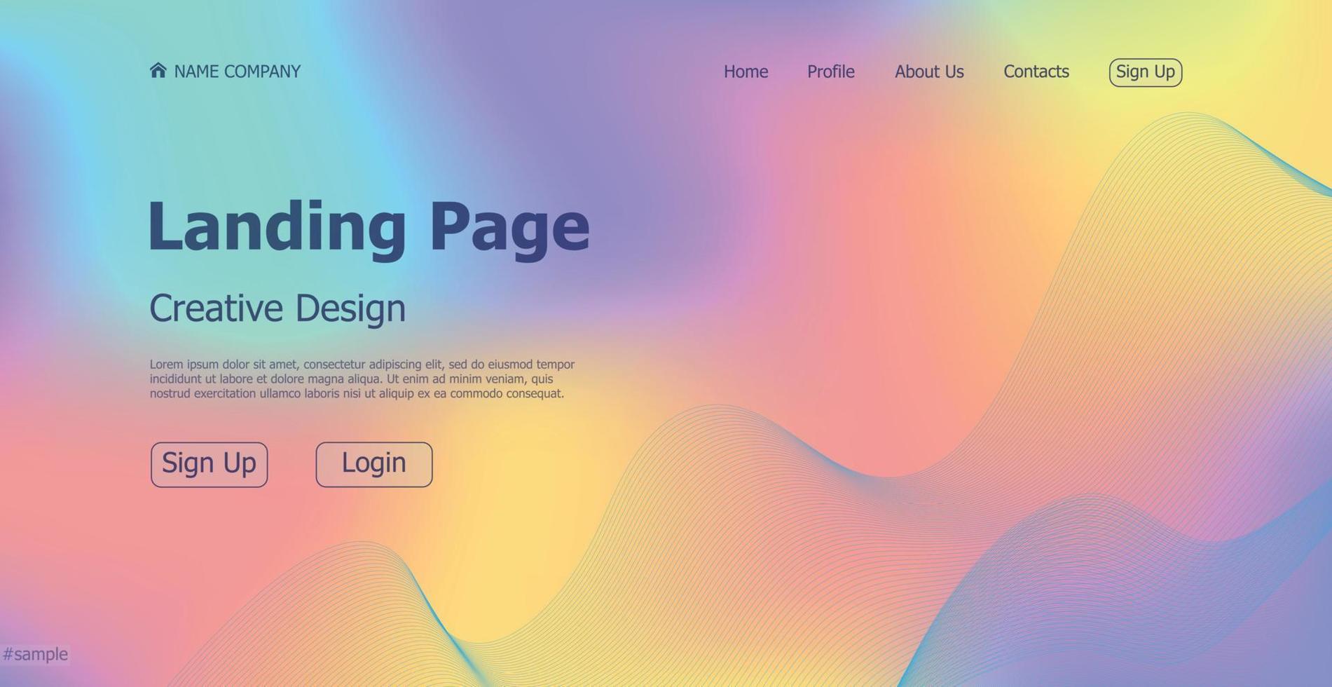 Gradient colorful web template landing page digital website landing page design concept - Vector