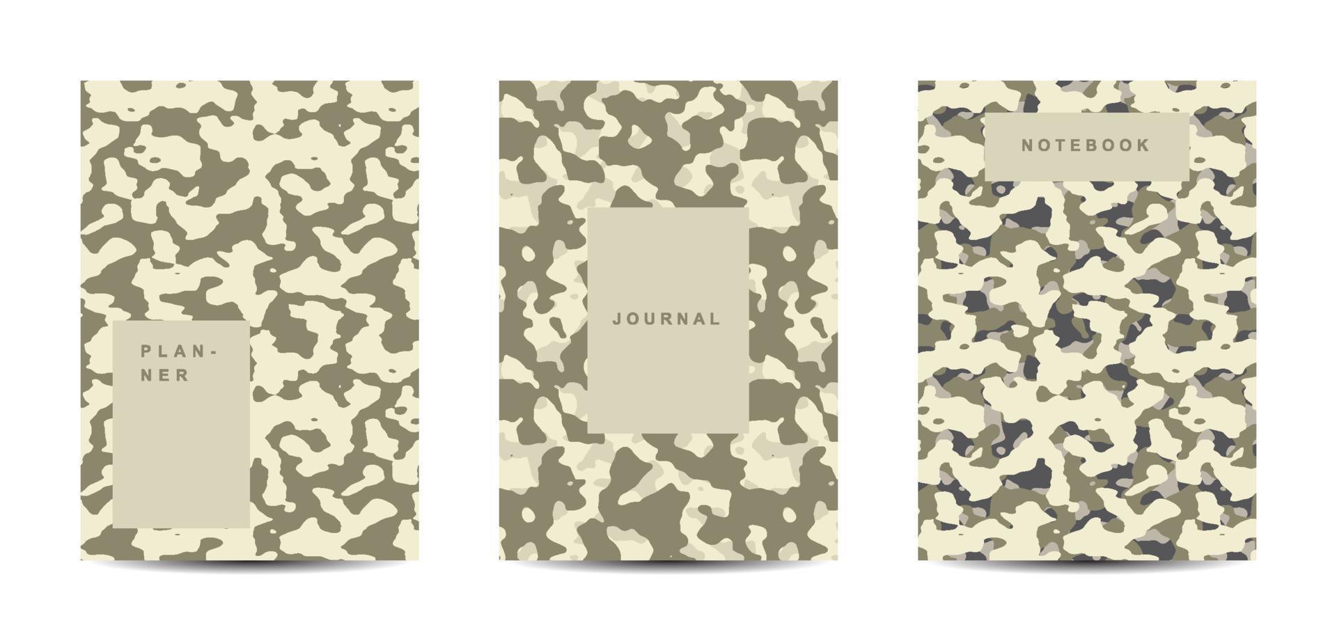 Cuaderno de tapa abstracta de camuflaje militar y militar vector