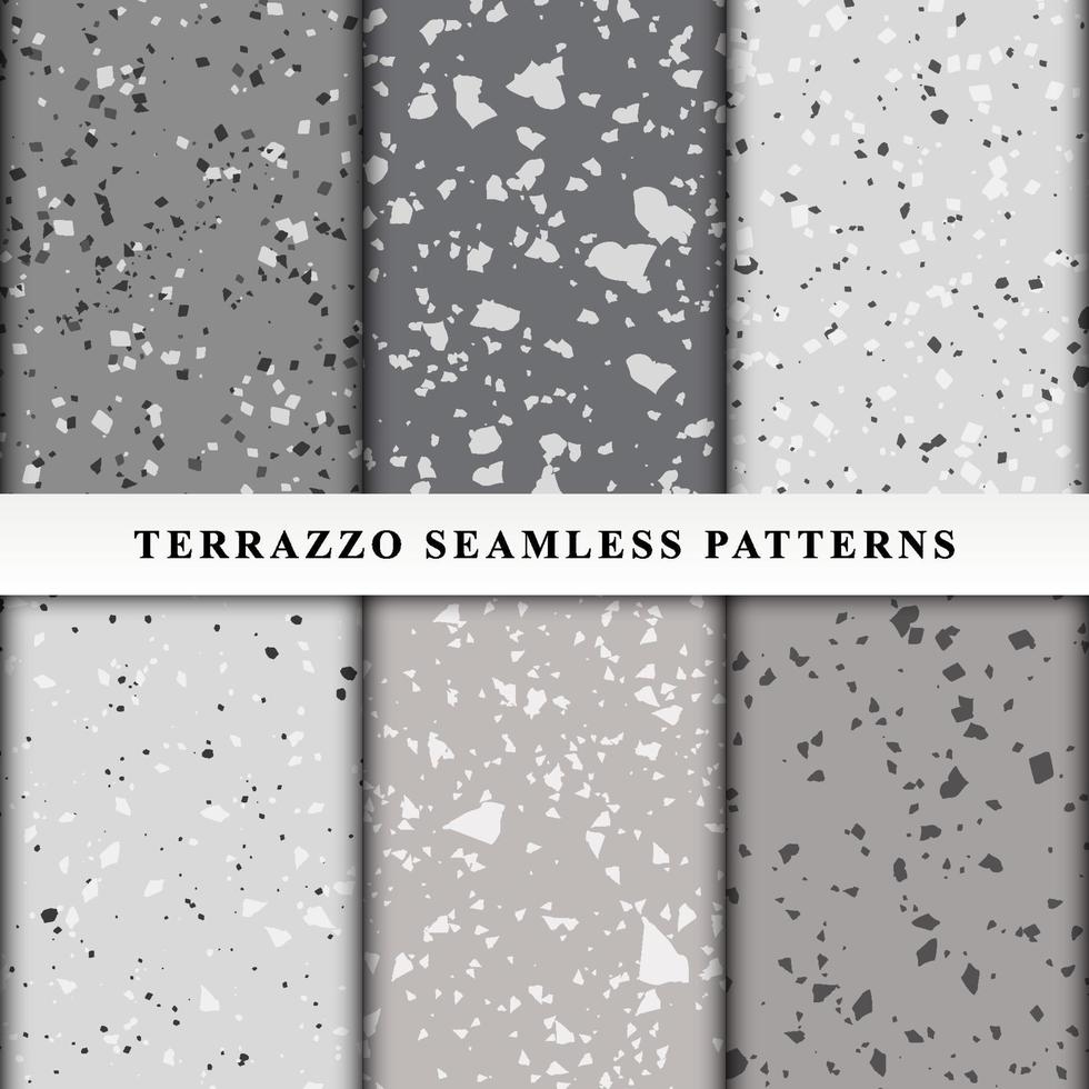 Set of terrazzo seamless patterns vector