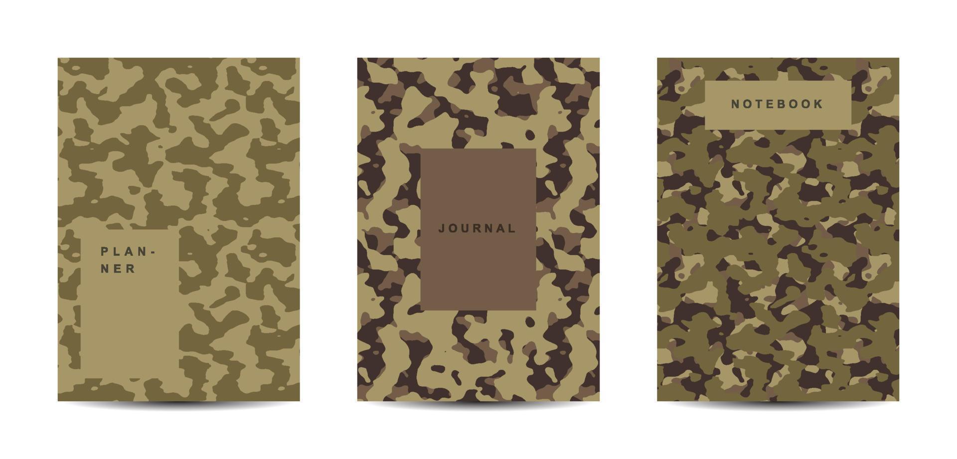 Cuaderno de tapa abstracta de camuflaje militar y militar vector