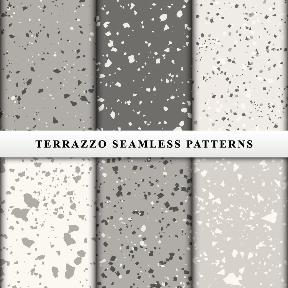 Set of terrazzo seamless patterns vector