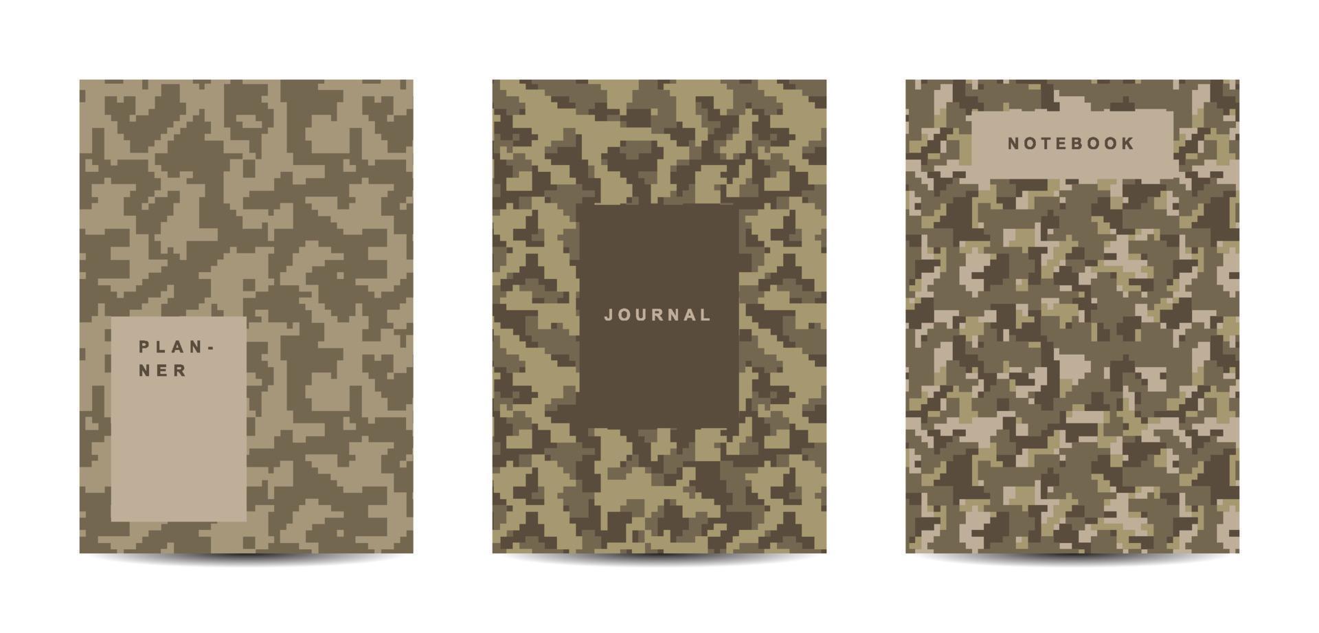 Cuaderno de tapa abstracta de camuflaje militar y militar vector