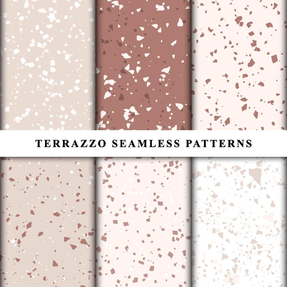 Set of terrazzo seamless patterns vector