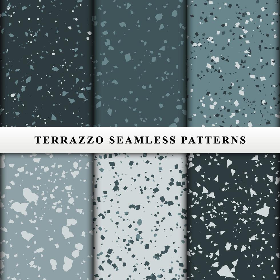 Set of terrazzo seamless patterns vector