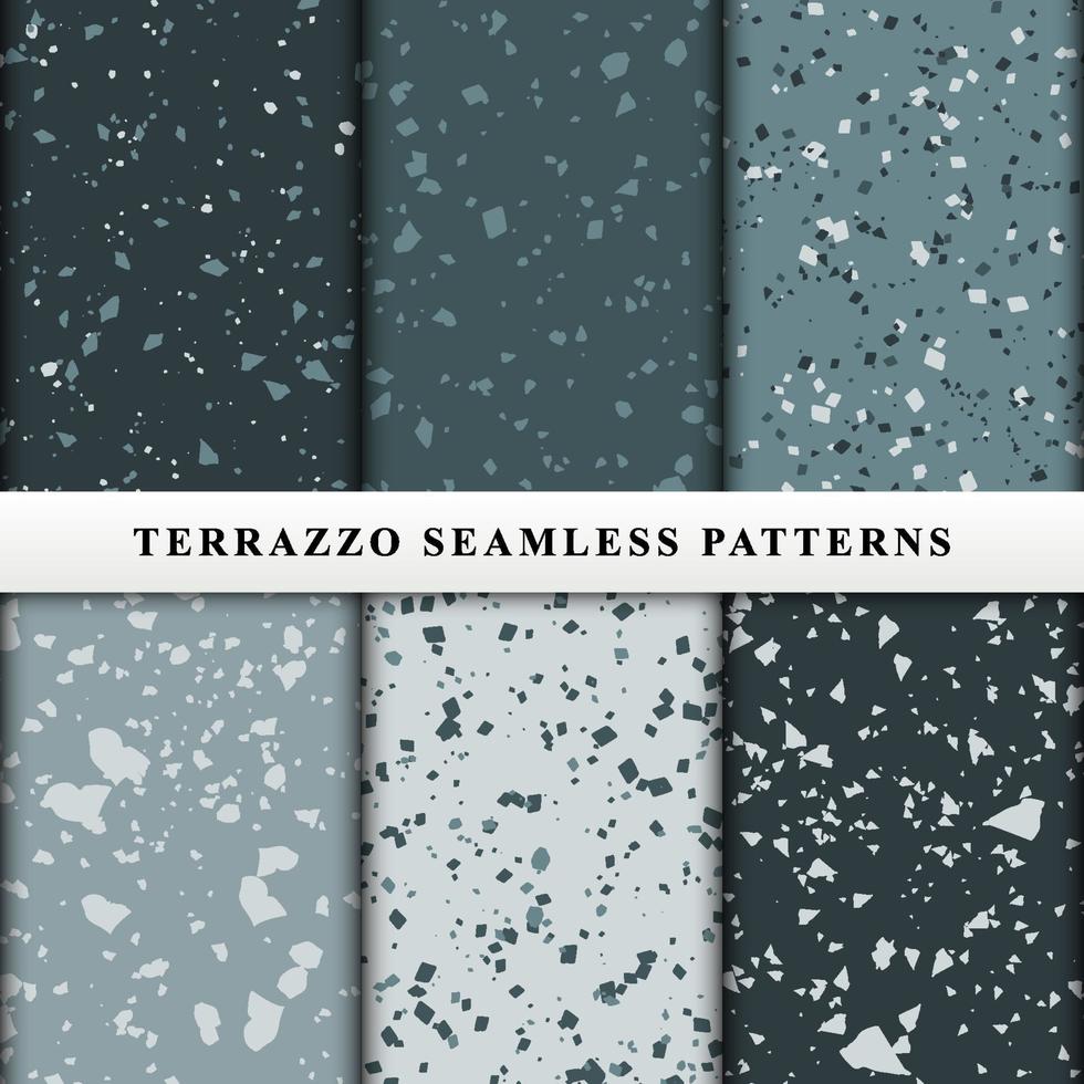 Set of terrazzo seamless patterns vector