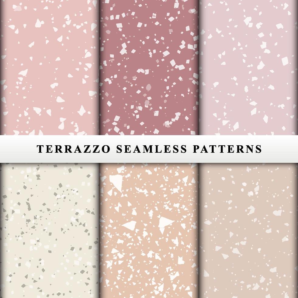 Set of terrazzo seamless patterns vector