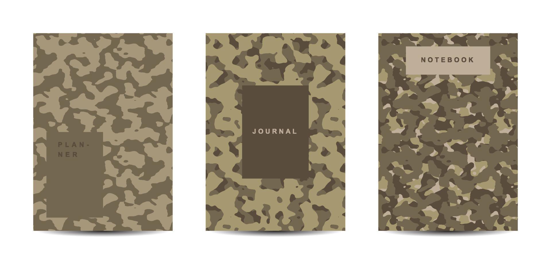 Cuaderno de tapa abstracta de camuflaje militar y militar vector