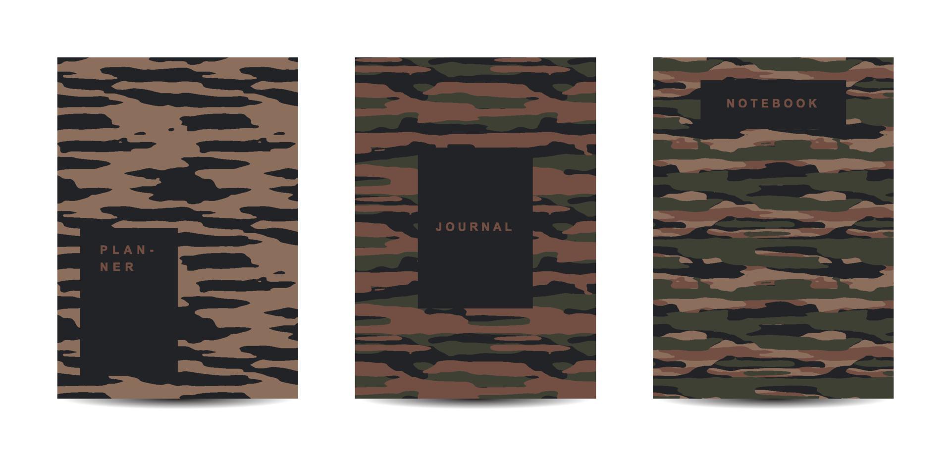 Cuaderno de tapa abstracta de camuflaje militar y militar vector