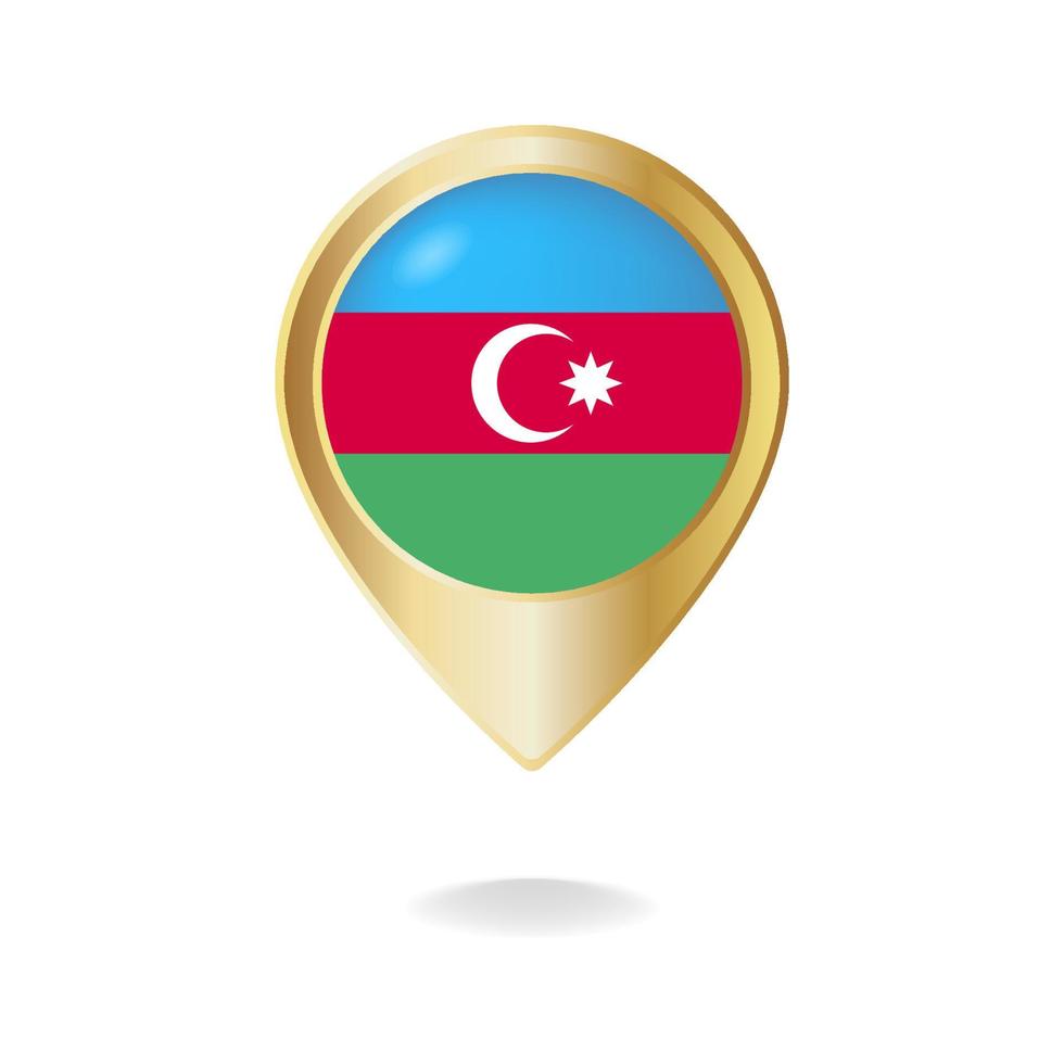 bandera de azerbaiyán en el mapa de puntero dorado, ilustración vectorial eps.10 vector