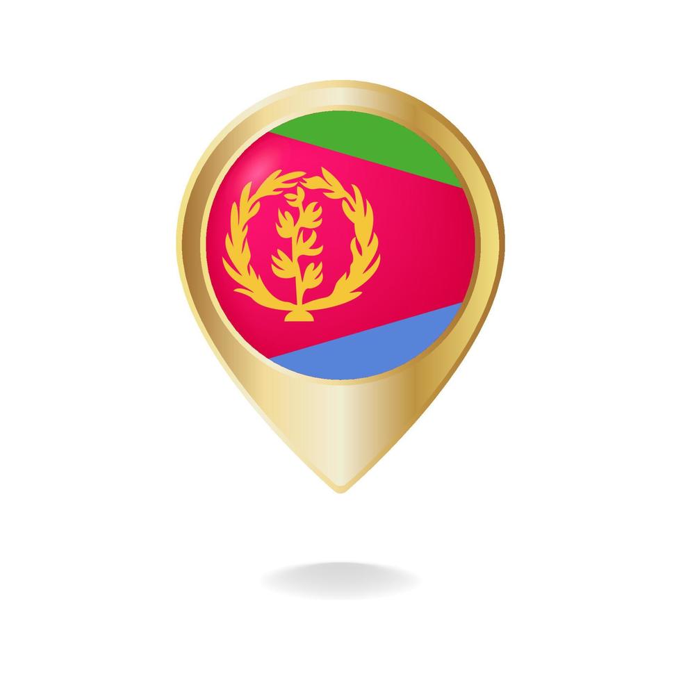 Eritrea flag on golden pointer map, Vector illustration eps.10