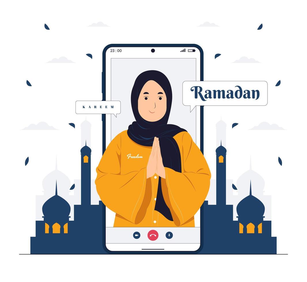Woman in Ramadan Kareem concept illustration vector
