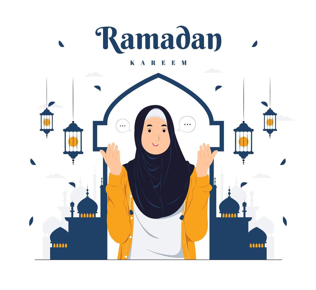 Woman on Ramadan Kareem concept illustration vector