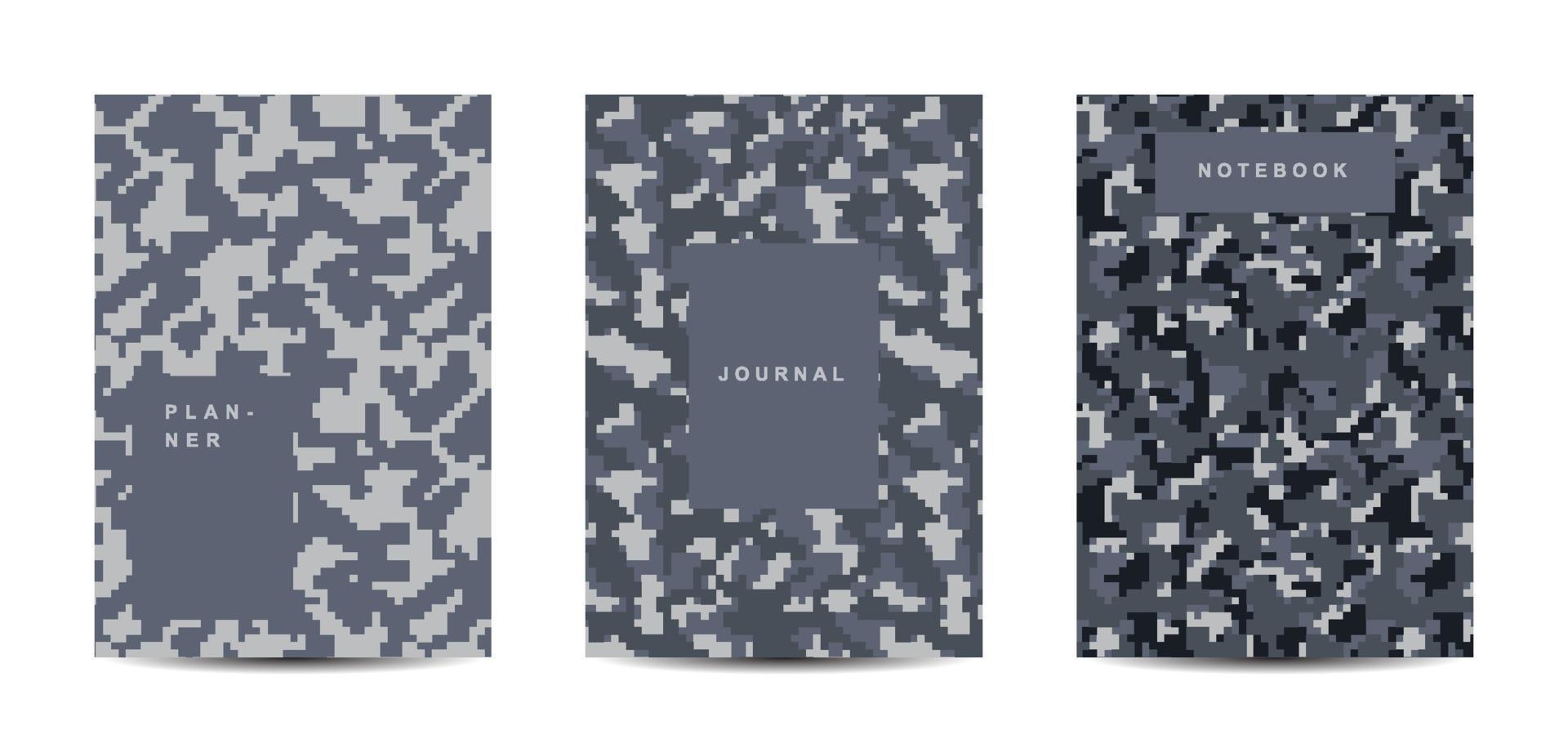 Cuaderno de tapa abstracta de camuflaje militar y militar vector