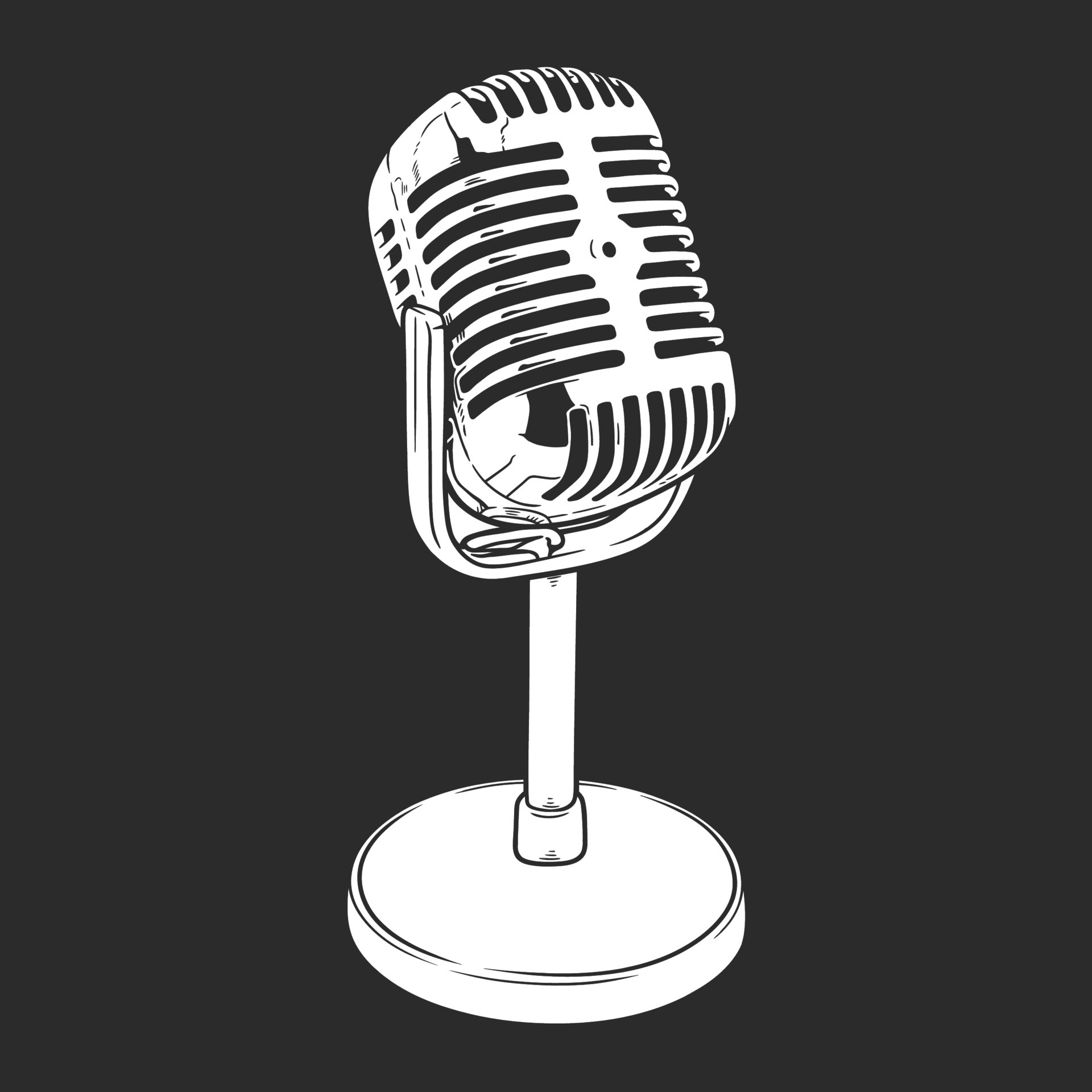 Microphone line art illustration on black background 7059740 Vector Art