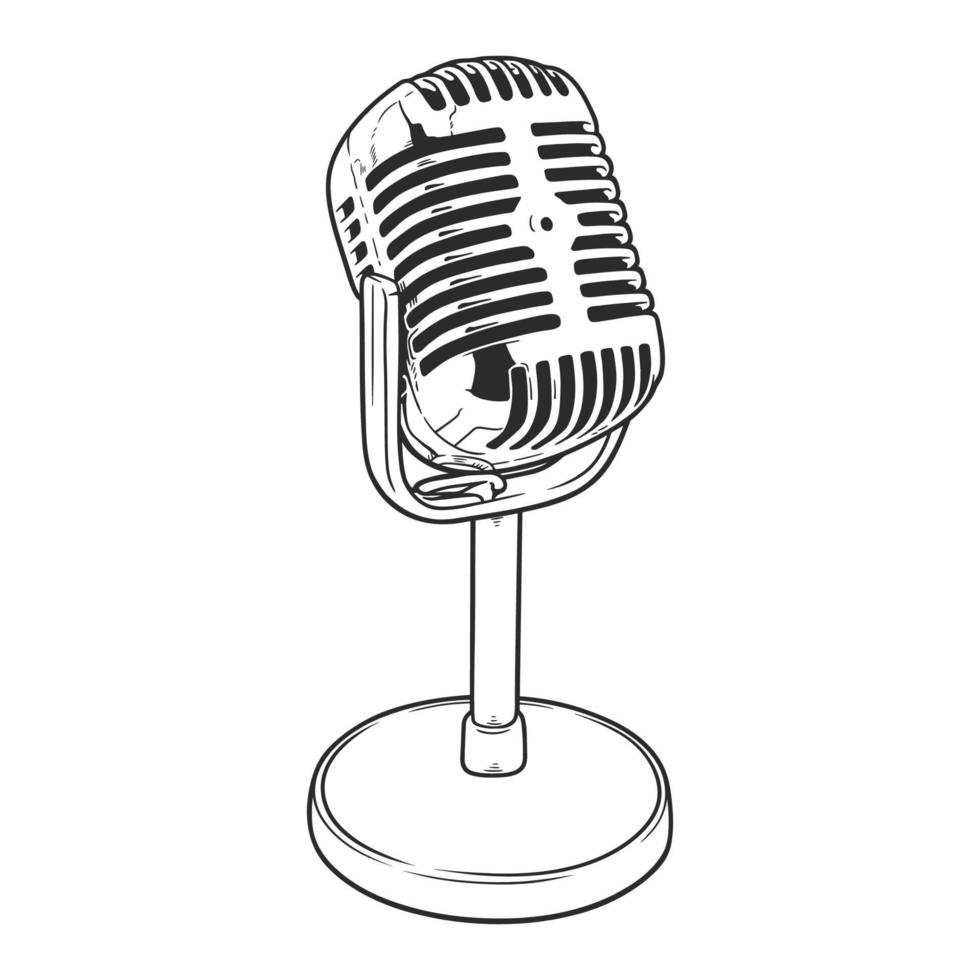 Microphone line art illustration vector