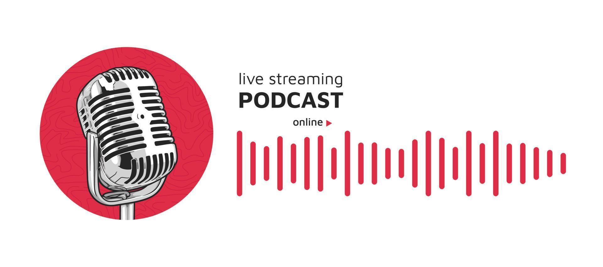 Live streaming podcast banner template vector