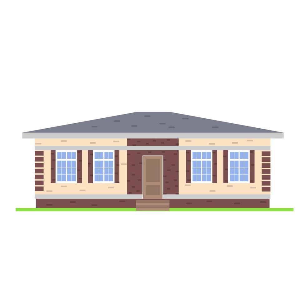Country residential house, cottage or private house. Residential property isolated on a white background. vector