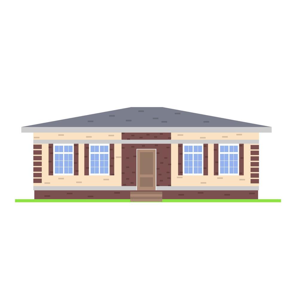 Country residential house, cottage or private house. Residential property isolated on a white background. vector