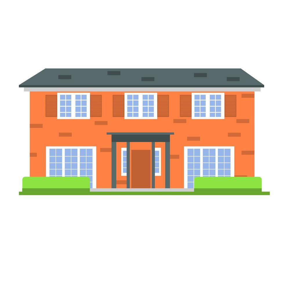 Country residential house, cottage or private house. Residential property isolated on a white background. vector