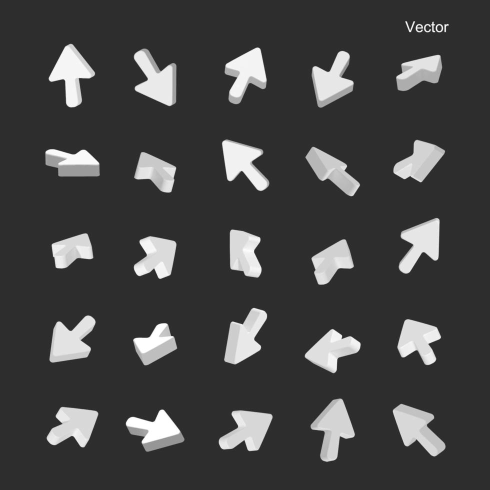 Flecha de conjunto de iconos de vector 3d, web de iconos de botones. fondo aislado