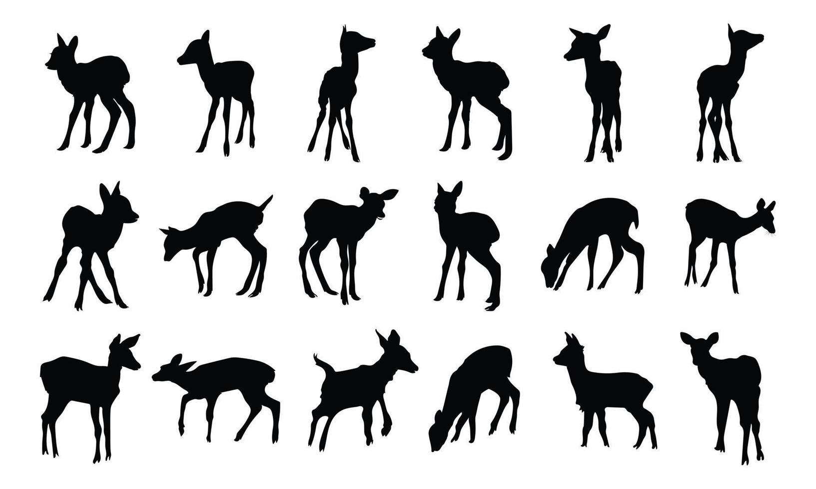 Collection of Baby deer silhouette vector