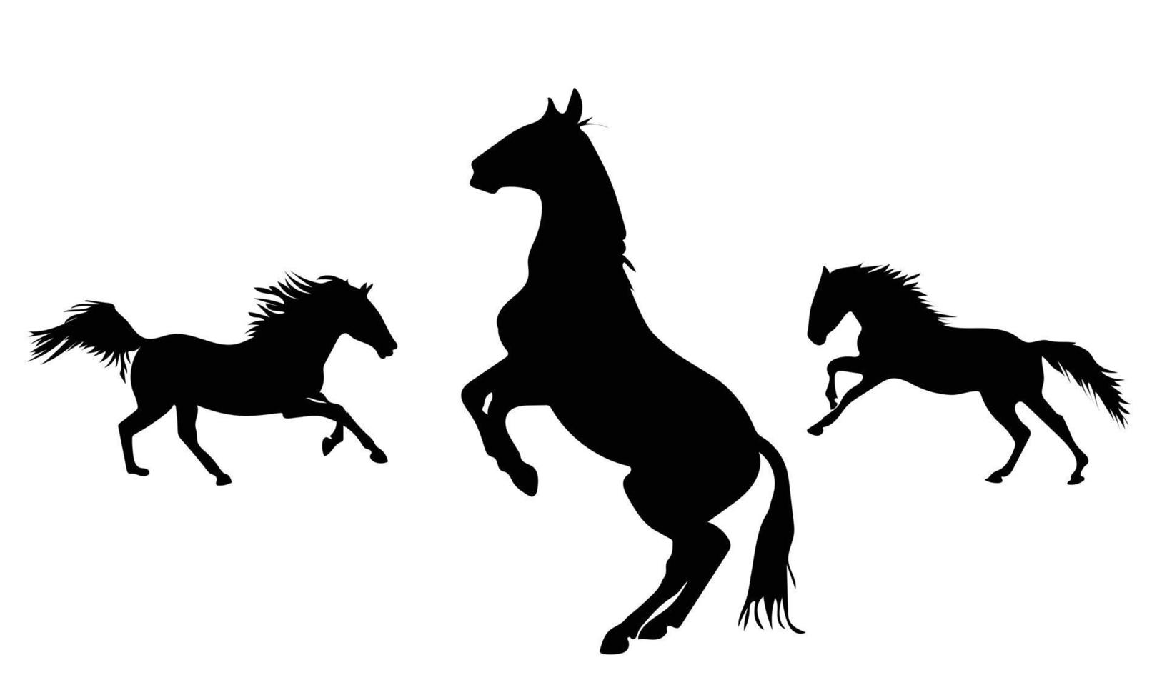 Collection of horses silhouettes set  on white background vector