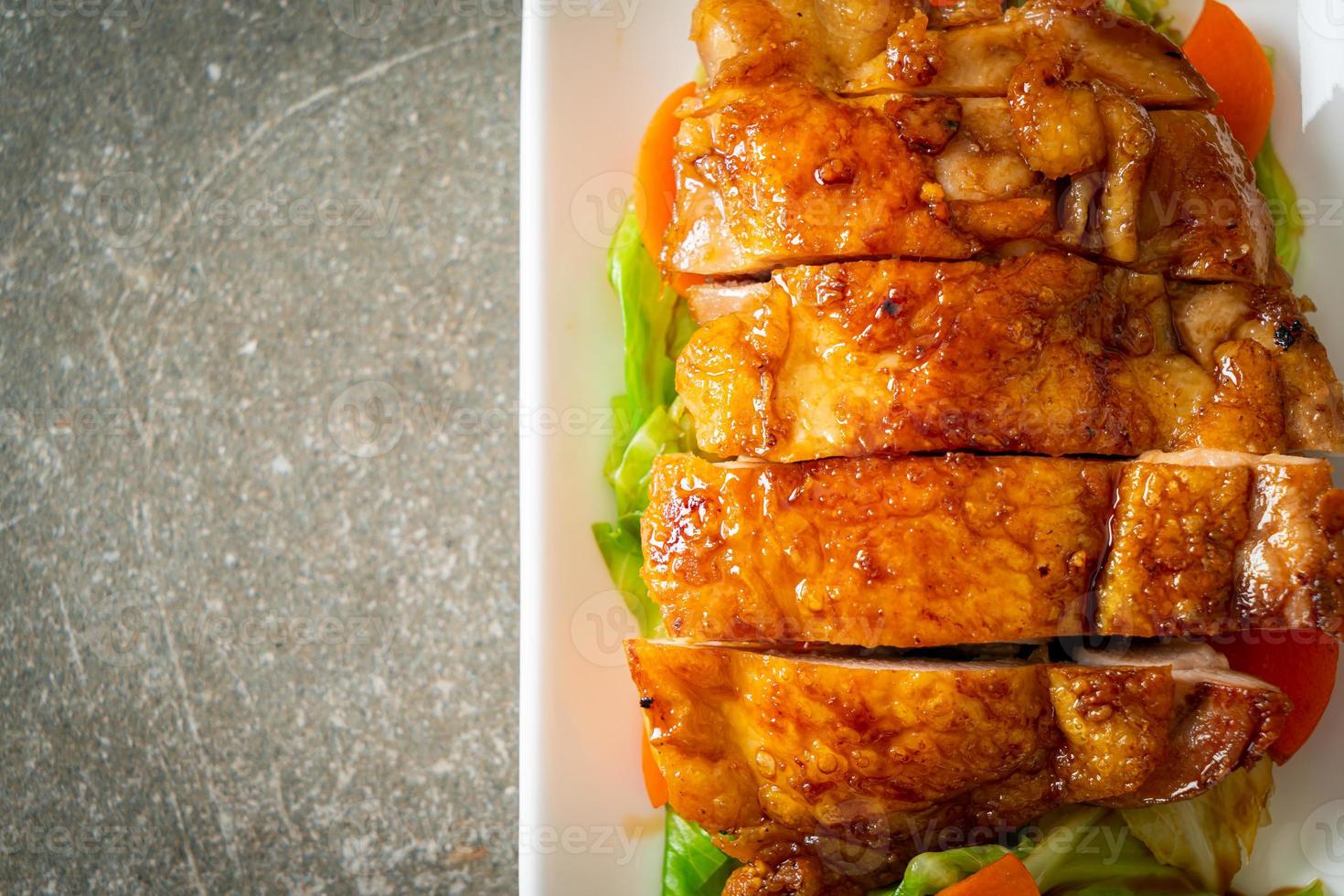 teppanyaki chicken steak with cabbage and carrot photo