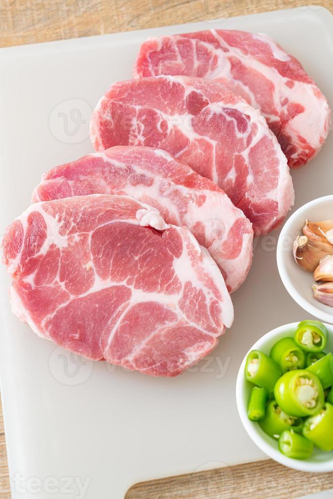 fresh pork neck raw or collar pork photo