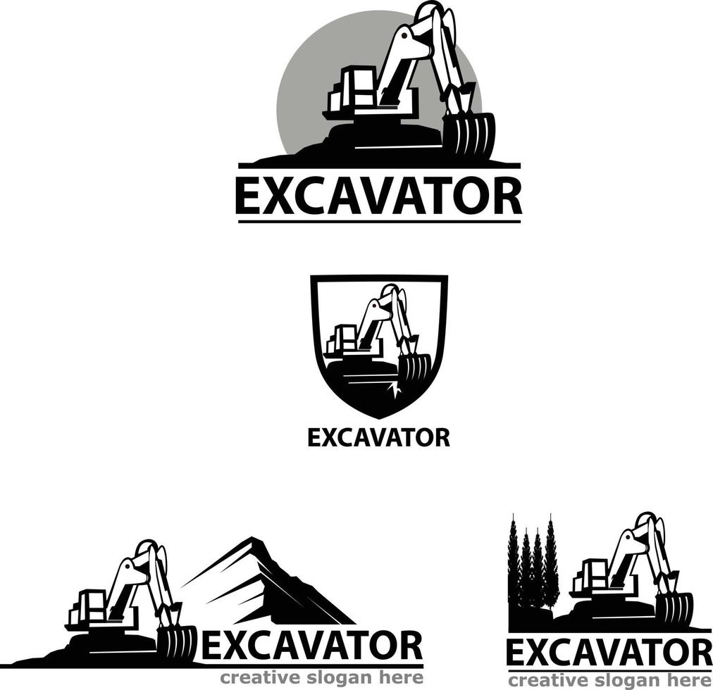 excavators logos set vector