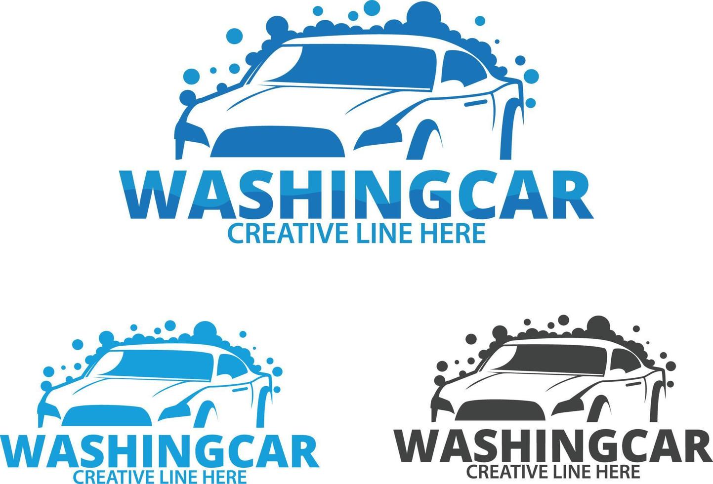 wash car logo set vector