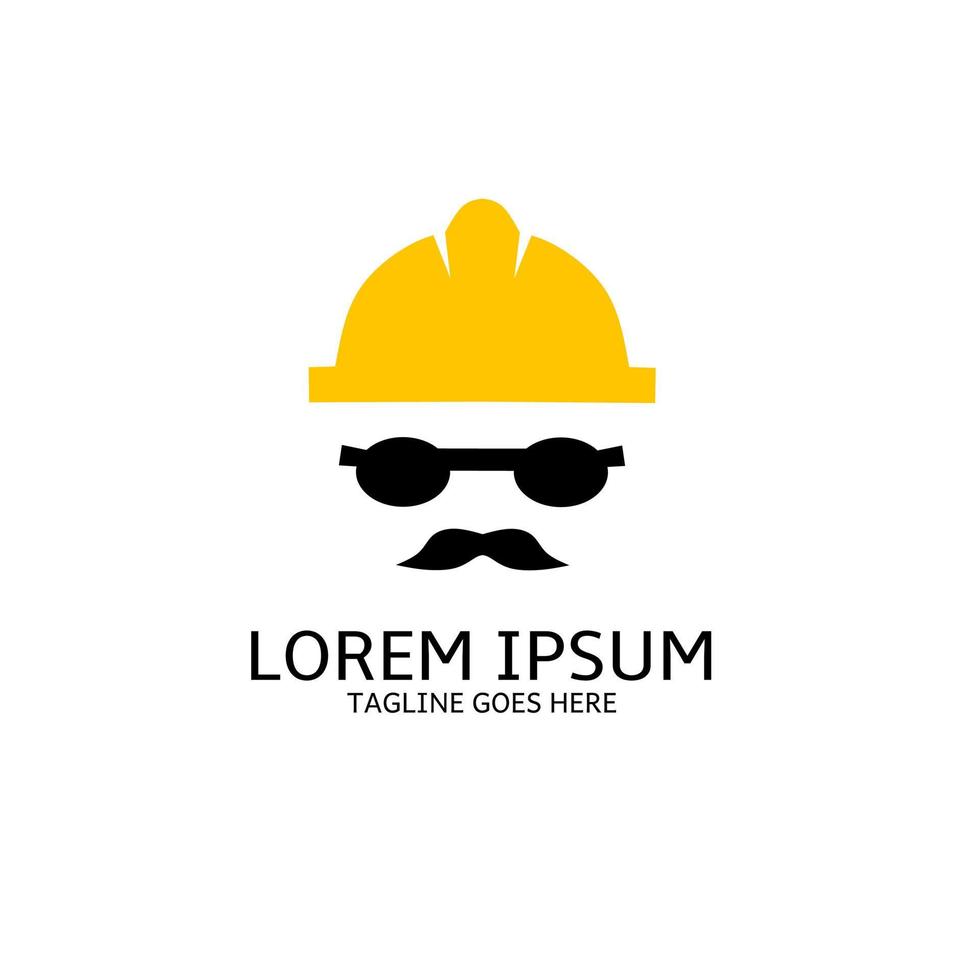 Template logo safety helm glasses and mustache perfect for Foreman symbol vector