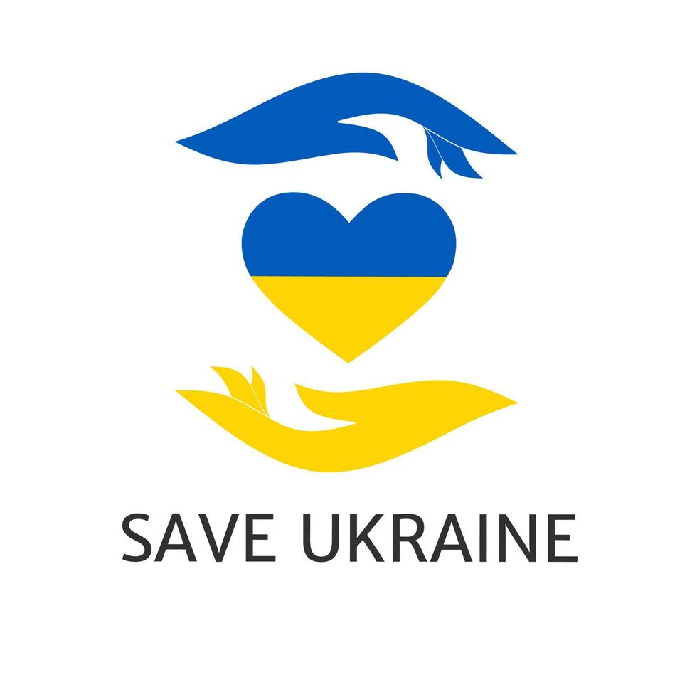 Vector symbol love with hand concept save Ukraine